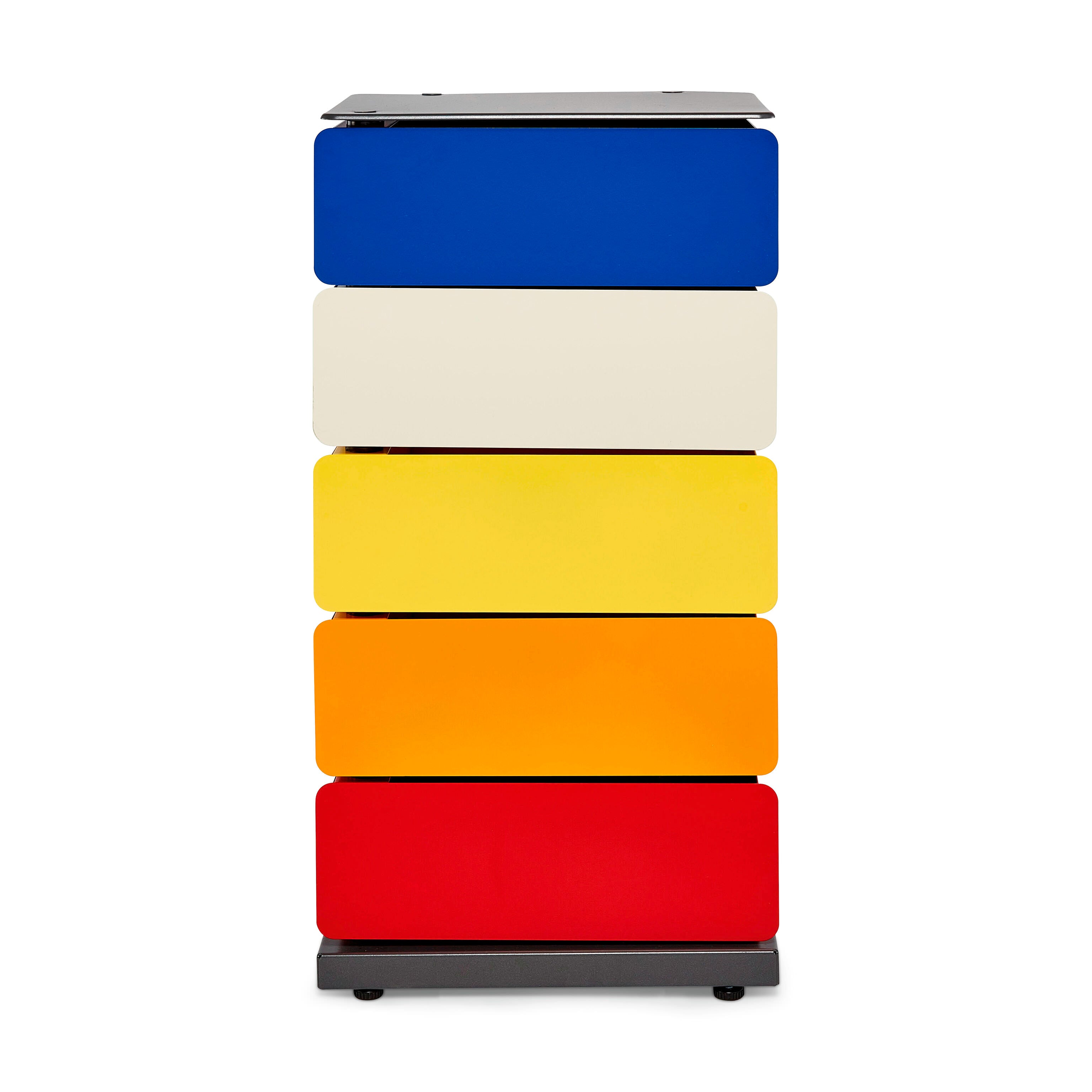 5-Drawer Pivot Cabinet - Blue/ Yellow/ Red